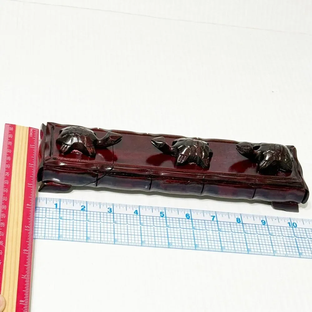 8 pairs Chopsticks In Wooden Carved Turtle Box Flip Top Reusable Rosewood